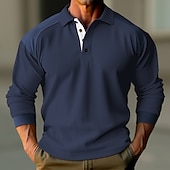 olcso Férfi klasszikus póló-Férfi POLO trikó Button Up Polos Hétköznapi Szabadság Klasszikus Hosszú ujj Divat Alap Színes Gyors szárítás Nyár Normál Fekete Fehér Sötét tengerészkék Narancssárga POLO trikó