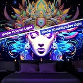  gobelin ze światłem czarnym uv reaktywny świecący w ciemności świecący neonowy impreza trippy mglisty faraon egipt wiszący gobelin sztuka ścienna mural do salonu sypialni