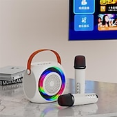 halpa Kaiuttimet-mini karaokelaite lapsille kannettava bluetooth karaokekaiutin 2 langattomalla mikrofonilla ja led-valoilla kotibileisiin syntymäpäivälahjoja pojille/tytöille