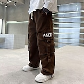 cheap Bottoms-Kids Boys Pants Trousers Pocket Solid Color Keep Warm Comfort Pants School Sports Daily Black Coffee