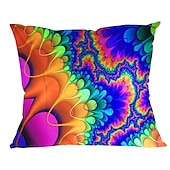 baratos Jogue travesseiros, inserções e capas-Capa de almofadas decorativas com luz negra, 1 peça que brilha no escuro, psicodélica, trippy, macia, quadrada, fronha para quarto, sala de estar, sofá, cadeira