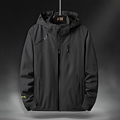 preiswerte Aktive Oberbekleidung für Herren-Herren Outdoorjacke Regenjacke Wanderjacke Freizeitskleidung Urlaub Wochenende Weich Zip WASSERDICHT Herbst Winter Glatt Warm Moderne zeitgenössische Mit Kapuze Sportkleidung Dick Standard Schwarz