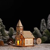 levne Vánoční osvětlení-vánoční led světlo dřevěný dům svítící luxusní bungalov vánoční dekorace domácí dekorace víla noční lampa přívěsek dětský dárek 1ks