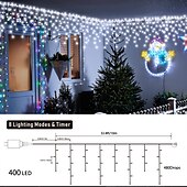 abordables Guirlandes lumineuses à brancher-1 paquet de guirlandes lumineuses de Noël de 10 mètres à 400 LED, lumières de Noël extérieures avec 8 modes de minuterie, télécommande étanche, guirlande lumineuse connectable à brancher pour l&#039;extérieur et l&#039;intérieur de la maison