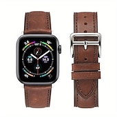 cheap Apple Watch Bands-Leather Band Compatible with Apple Watch band 38mm 40mm 41mm 42mm 44mm 45mm 49mm Rugged Luxury Adjustable Genuine Leather Strap Replacement Wristband for iwatch Series Ultra 8 7 SE 6 5 4 3 2 1