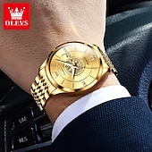 abordables Relojes mecánicos-OLEVS Hombre Relojes Mecánico Lujo Esfera Grande Moda Negocios Cuerda Automática Luminoso Calendario IMPERMEABLE Acero Reloj