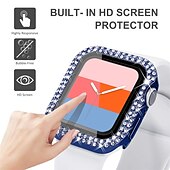 baratos Capa Smartwatch-2 por Pacote Estojo de relógio com protetor de tela Compatível com Apple Watch Series 8 7 41mm 45mm / Series 6 5 4 SE 40mm 44mm / Series 3 2 1 38mm 42mm Resistente a riscos Bling Diamond Limpar HD