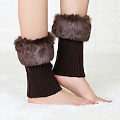 cheap Home Socks-Autumn and Winter Short Style Cuffed Plush Insulation Socks and Boots Cover for Women&#039;s Knitted Wool Leg Protectors