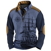 economico Felpe 3D da uomo-Per uomo Navy Felpe Felpa Felpa con zip Maglione Manica lunga Felpa Chiusura lampo quarto Giornaliero Classico Informale Stampa 3D Per eventi Per uscire Abbigliamento di strada Stampa Primavera