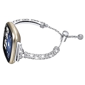olcso Fitbit óraszíjak-Smart Watch Band Kompatibilis valamivel FitBit Versa 4, Sense 2, Versa 3, Sense Rozsdamentes acél Okos óra Szíj Női Csillogás Kristály Ékszer karkötő Csere Karszalag