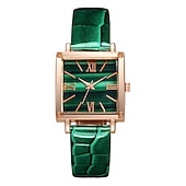 ieftine Ceasuri Quartz-Set 5 buc. Ceas pentru femei Ceas vintage cu cadran pătrat Quartz Ceas analogic Verde și set de bijuterii cu rhinestone Cadou de Ziua Mamei pentru mama ei