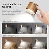 abordables Luces de disco-Luces LED para gabinete con control remoto, lámpara de pared recargable de 3000 mah, 3 temperaturas de color, luz magnética regulable con rotación de 360 °, para pasillo junto a la cama del dormitorio
