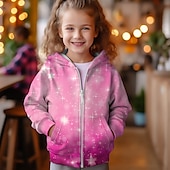 abordables Vision 3D de la Fille &amp; Éclat-Fille 3D Dégradé de Couleur Pull à Capuche de Noël Sweat à capuche Manteau Rose manche longue 3D effet Automne Hiver Actif Mode Le style mignon Enfants 3-12 ans 4-12 ans Extérieur Casual du quotidien