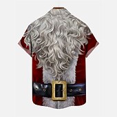 preiswerte Weihnachtskostüm-Weihnachtsmann Brautkleider schlicht Herren Hemd Freizeitskleidung Ausgehen Wochenende Herbst Umlegekragen Kurze Ärmel Burgunderrot S, M, L 4-Wege-Stretchgewebe Hemd Weihnachten