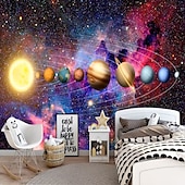 voordelige Behang-3d muurschildering behang zonnestelsel galaxy planet muursticker die print peel en stick verwijderbare pvc/vinyl materiaal zelfklevend/lijm vereist muur decor muurschildering voor woonkamer slaapkamer