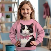 preiswerte Mädchen 3D Tiere-Mädchen 3D Katze Hase Kaninchen Pullover Langarm 3D-Druck Herbst Winter Modisch Strassenmode bezaubernd Polyester kinderkleidung 3-12 Jahre Rundhalsausschnitt Outdoor Casual Täglich Regular Fit