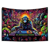 Χαμηλού Κόστους Μαύρισμα ταπετσαρία-blacklight ταπετσαρία uv αντιδραστική λάμψη στο σκοτάδι dj χιμπατζήδες ζώο trippy ομιχλώδης φύση τοπίο λάμψη πάρτι κρεμαστή ταπισερί τοίχου τοιχογραφία για κρεβατοκάμαρα σαλονιού