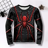 economico Animali 3D per Ragazzo-Da ragazzo 3D SPIDER T-shirt Camicie Manica lunga Stampa 3D Autunno Inverno Sportivo Di tendenza Streetwear Bambino 3-12 anni Girocollo Esterno Informale Giornaliero Standard