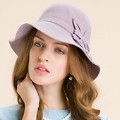cheap Party Hats-EE New Autumn and Winter Fashionable Woolen Fabric Women&#039;s Hat with Wave Edge and Wide brim