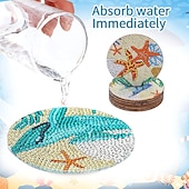 billige Placemats &amp; Coasters &amp; Trivets-diamantmaleraler sett med 6 stk eller 8 stk, runde dalbaner-sett med holder gjør-det-selv-diamant-og-dal-dal-dal-dal-dal-daler skli- og dalbane for voksne diamantmalesett rekvisita