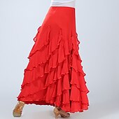 levne Oblečení do tanečního sálu-Standardní tance Sukně Volány Čistá Barva Barevně dělené Dámské Výkon Trénink Vysoký Spandex