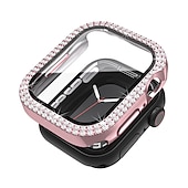 baratos Capa Smartwatch-2 por Pacote Estojo de relógio com protetor de tela Compatível com Apple Watch Series 8 7 41mm 45mm / Series 6 5 4 SE 40mm 44mm / Series 3 2 1 38mm 42mm Resistente a riscos Bling Diamond Limpar HD