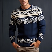 уродливый рождественский свитер мужской принтованный свитер принт снежинка вязаный пуловер джемпер трикотаж новогодний свитер для улицы повседневный отпуск длинный рукав свитера с круглым вырезом Недорогие уродливые мужские свитера-уродливый рождественский свитер мужской принтованный свитер принт снежинка вязаный пуловер джемпер трикотаж новогодний свитер для улицы повседневный отпуск длинный рукав свитера с круглым вырезом