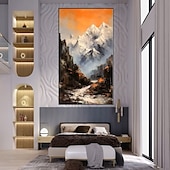 cheap Landscape Paintings-Handmade Hand Painted Oil Painting Wall Art  Large Size Contemporary Golden Mountains Home Decoration Decor Rolled Canvas No Frame Unstretched