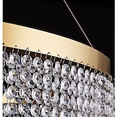preiswerte Kronleuchter-Deckenleuchten, moderne LED-Kronleuchterlampe, moderner Kristallkronleuchter, kompatibel mit Wohnzimmer, goldene runde Kristalllampe, luxuriöse Wohndekorleuchte, LED-Hängeleuchte, moderne