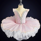 levne Dětské taneční oblečení-Dětské taneční kostýmy Balet Taneční kostýmy Šaty Flitry Tyl Dívčí Výkon Párty Bez rukávů Spandex Organza