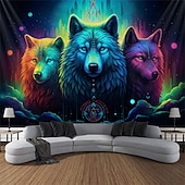 billige Blacklight -billedvev-blacklight billedvev uv reaktiv glød i mørket glød party neon trippy tåkete ulver dyr hengende billedvev veggkunst veggmaleri for stue soverom