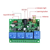cheap Smart Switch-Wireless Remote /DC12V 24V 36V 4CH Remote control switch/learning code Power  ON OFF switch  Motor switch /433mhz