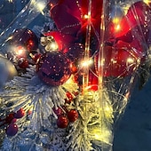 お買い得  電池式-0.6m クリスマスガーランドライト クリスマスリースライト 20 LED レッド ホリデーライト クリスマスの飾り バッテリー駆動