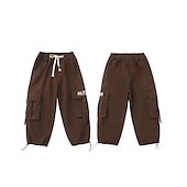 cheap Bottoms-Kids Boys Pants Trousers Pocket Solid Color Keep Warm Comfort Pants School Sports Daily Black Coffee