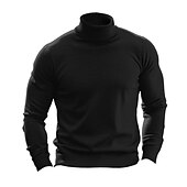 cheap Men&#039;s Pullover Sweater-Men&#039;s Turtleneck Sweater Pullover Sweater Jumper Knit Sweater Mens Turtle Neck Jumper Ribbed Knit Regular Tops Knitted Basic Plain Turtleneck Keep Warm Modern Contemporary Daily Wear Going out