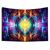 זול שטיחי קיר של Blacklight-blacklight שטיח uv תגובתי זוהר בחושך מסיבת ניאון טריפי ערפילי צבעוני מנדלה תלוי שטיח קיר אמנות קיר לחדר שינה בסלון