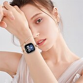 olcso Fitbit óraszíjak-Smart Watch Band Kompatibilis valamivel FitBit Versa 4, Sense 2, Versa 3, Sense Rozsdamentes acél Okos óra Szíj Női Csillogás Kristály Ékszer karkötő Csere Karszalag