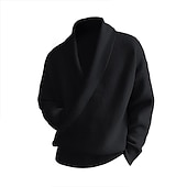 preiswerte Herrenpullover-Herren Pullover Strickpullover Gerippt Stricken Standard Strick Glatt V Ausschnitt warm halten Moderne zeitgenössische Freizeitskleidung Ausgehen Bekleidung Herbst Winter Schwarz Weiß M L XL