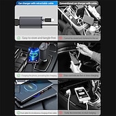 olcso Autós töltő-starfire fém visszahúzható autós töltő szupergyors töltés 100w autós szivargyújtó usb port adapter autós töltő kábellel