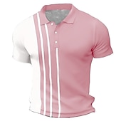 voordelige Klassieke polo voor heren-Voor heren Wafel poloshirt Golfshirt Werk Straat Polo kraag Klassiek Korte mouw Modieus Casual Gestreept Knoop voorzijde Zomer Lente Lente zomer Normale pasvorm Zwart Blozend Roze Leger Groen blauw