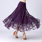 voordelige Oefen Kleding-Ballroomdansen Rokken Prints Gesplitst Tule Dames Prestatie Opleiding Hoog Polyester