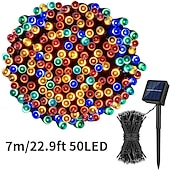 economico Striscie luci ad energia solare-1 stringa di luci solari per esterni - 8 modalità di luce decorativa da giardino, illuminazione notturna d&#039;atmosfera per balconi esterni, decorazioni per Natale, Halloween, San Valentino e feste