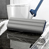 economico Prodotti per la pulizia-spazzolone piatto grande, ruotabile a 360° spazzolone piatto in microfibra per grandi superfici, con raschietto per l&#039;asciugamento dell&#039;acqua, spazzolone con manico lungo in acciaio inox per pavimenti