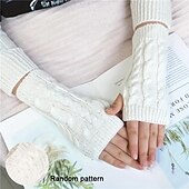 cheap Heating &amp; Cooling-Monochrome Knitted Gloves Short Half Finger Warm Gloves Elastic Fingerless Touch Screen Fall Winter Gloves