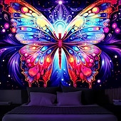 levne Tapiserie Blacklight-blacklight gobelín uv reaktivní záře ve tmě záře party neon trippy mlhavý motýl závěsný gobelín nástěnná malba pro obývací pokoj ložnice