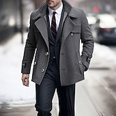 preiswerte Herren-Blazer &amp; -Anzüge-Herren Wintermantel Wollmantel Trenchcoat Outdoor Freizeitskleidung Herbst Winter Wollen warm Windbreaker Oberbekleidung Bekleidung Modisch Strassenmode Glatt Tasche Kargen Einreihiger Verschluss