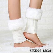 cheap Home Socks-Autumn and Winter Short Style Cuffed Plush Insulation Socks and Boots Cover for Women&#039;s Knitted Wool Leg Protectors
