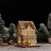 levne Vánoční osvětlení-vánoční led světlo dřevěný dům svítící luxusní bungalov vánoční dekorace domácí dekorace víla noční lampa přívěsek dětský dárek 1ks