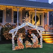 Χαμηλού Κόστους χριστουγεννιάτικα φωτάκια εξωτερικού χώρου-Χριστουγεννιάτικη διακόσμηση Χριστουγεννιάτικη φωτεινή νάτια σκηνή φάτνης διακόσμηση κήπου αυλής Χριστούγεννα Πάσχα διακοσμητικά