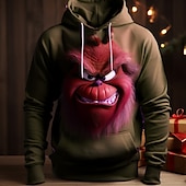 billiga 3D Mönster-Herr Grafisk Alf Huvtröja Huvtröjor Tröja Huvtröja Långärmad Huvtröja Huva Mode 3D-tryck Jul Semester Utomhussport Rodnande Rosa Purpur Mönster Framficka Vår &amp; Höst Designer